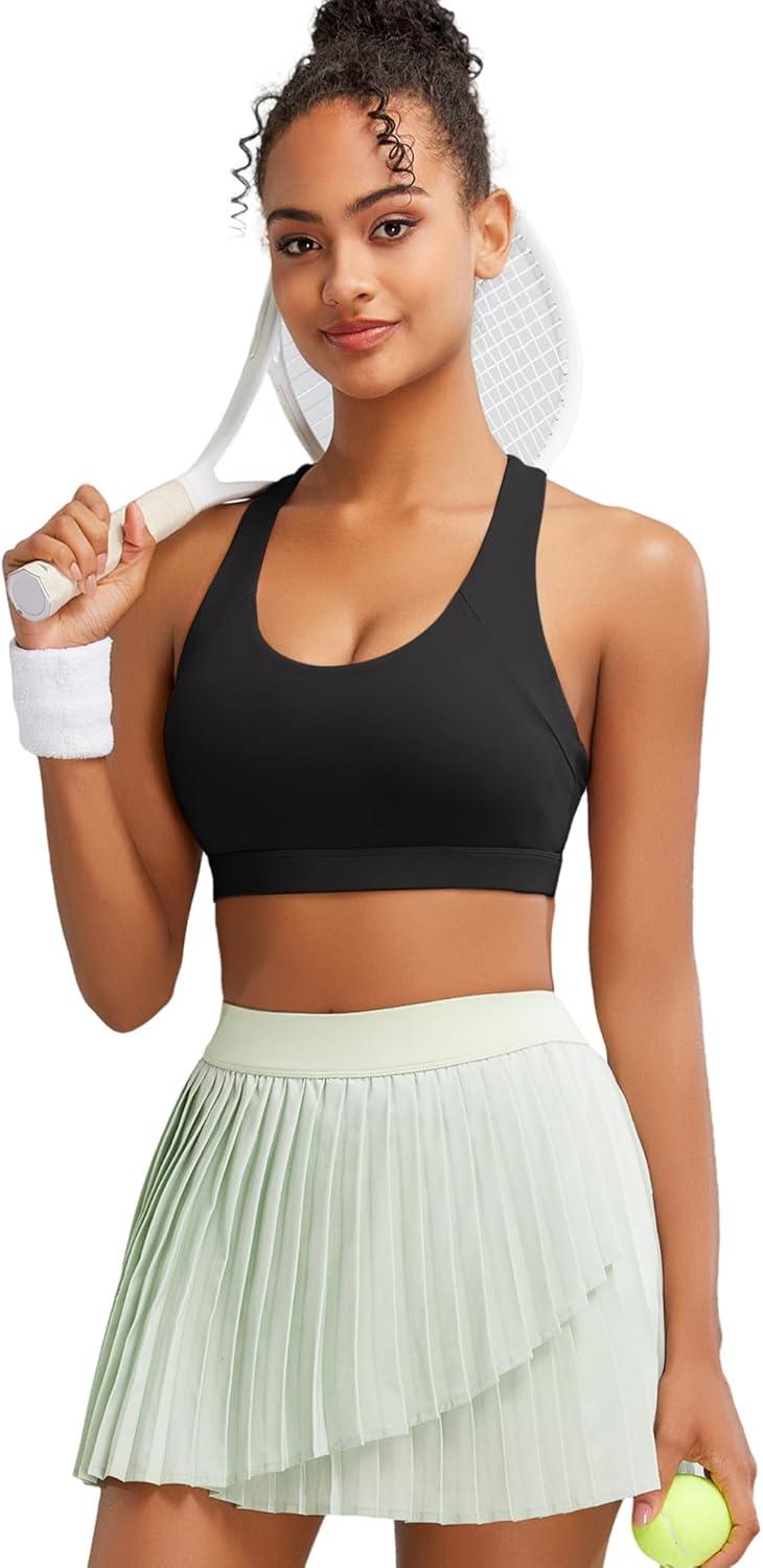 imageRUNNING GIRL Sports Bras for Women Strappy Running Workout Medium Support Sports Bras with Removable Cups