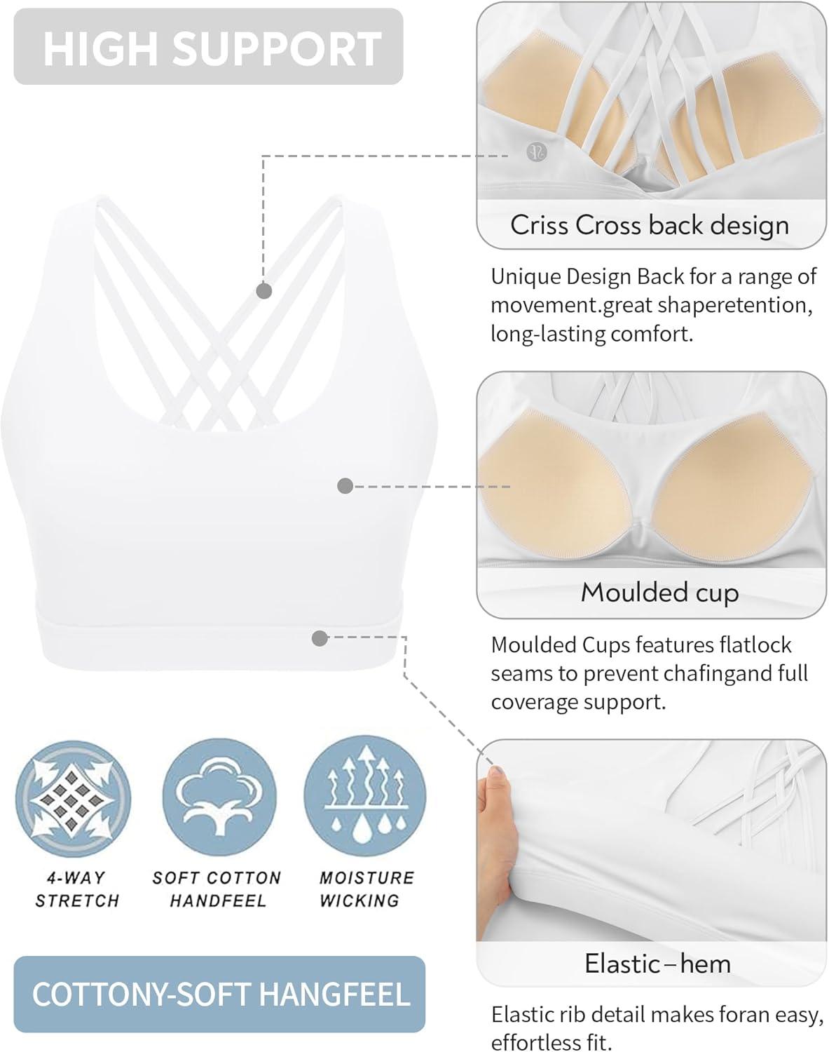 imageRUNNING GIRL Sports Bras for WomenHigh Impact Criss Cross Back Molded Cup Running Bra with Sewn in PadsWhite