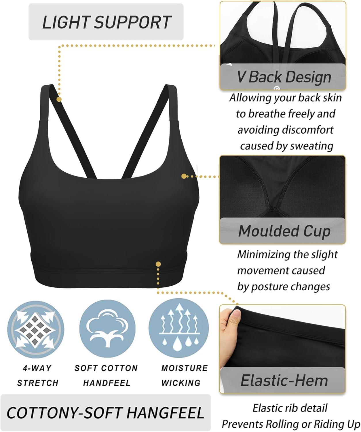 imageRUNNING GIRL Sports Bras for WomenLight Impact Molded Cup Strap Sports Bra with Sewn in PadsBest for AC CupBlack