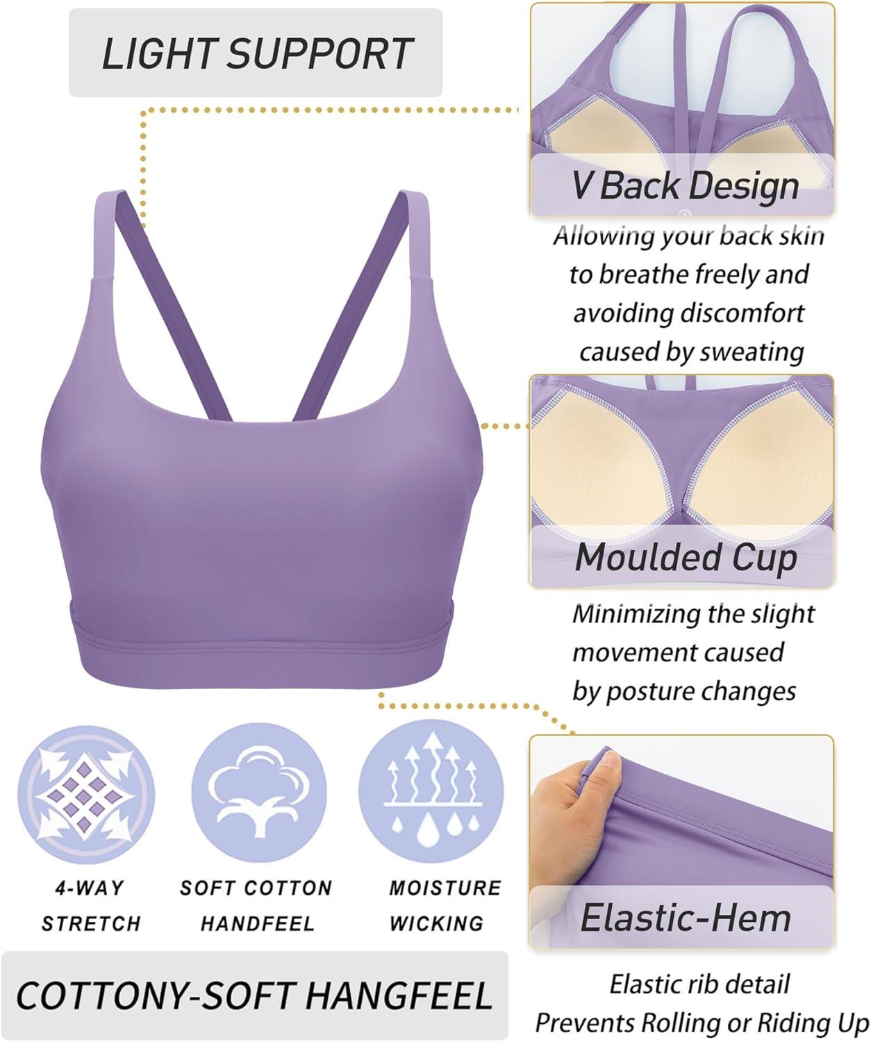imageRUNNING GIRL Sports Bras for WomenLight Impact Molded Cup Strap Sports Bra with Sewn in PadsBest for AC CupMisty Purple