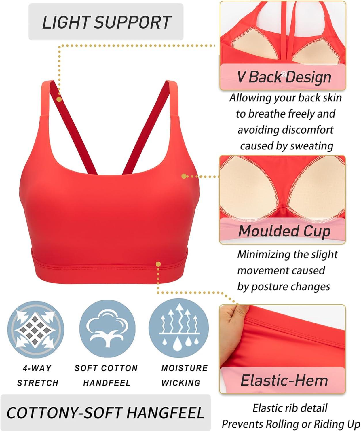 imageRUNNING GIRL Sports Bras for WomenLight Impact Molded Cup Strap Sports Bra with Sewn in PadsBest for AC CupRed