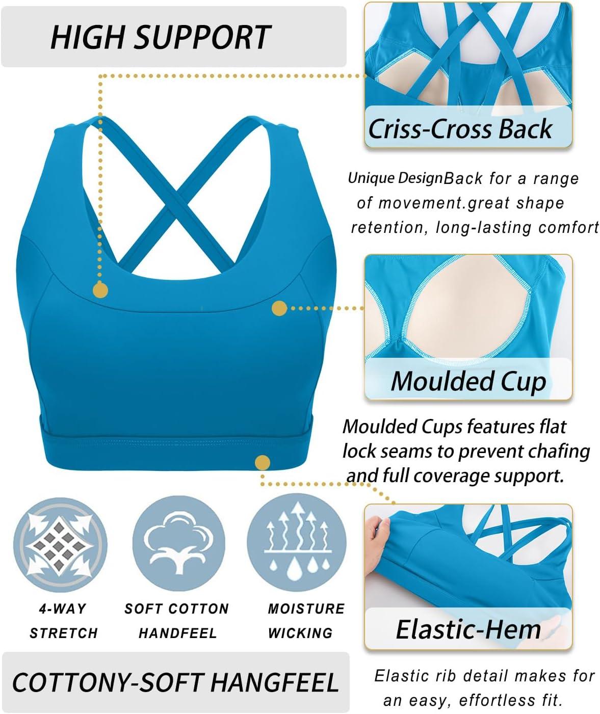 imageRUNNING GIRL Sports Bras for WomenMolded Cup Strappy Running High Support Sports Bras Workout Yoga BraBrilliant Blue