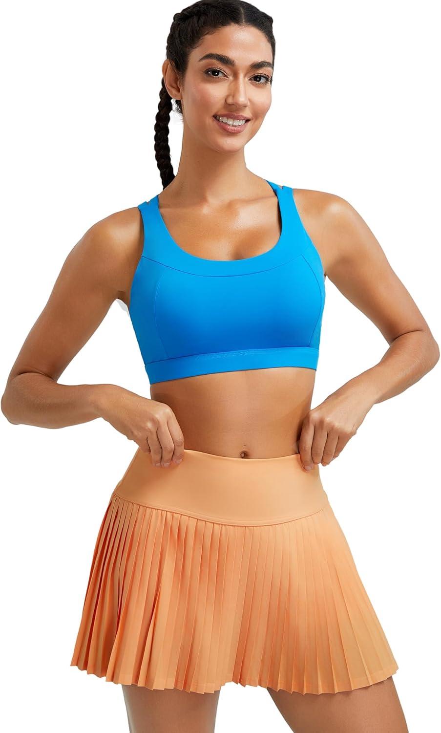 imageRUNNING GIRL Sports Bras for WomenMolded Cup Strappy Running High Support Sports Bras Workout Yoga BraBrilliant Blue