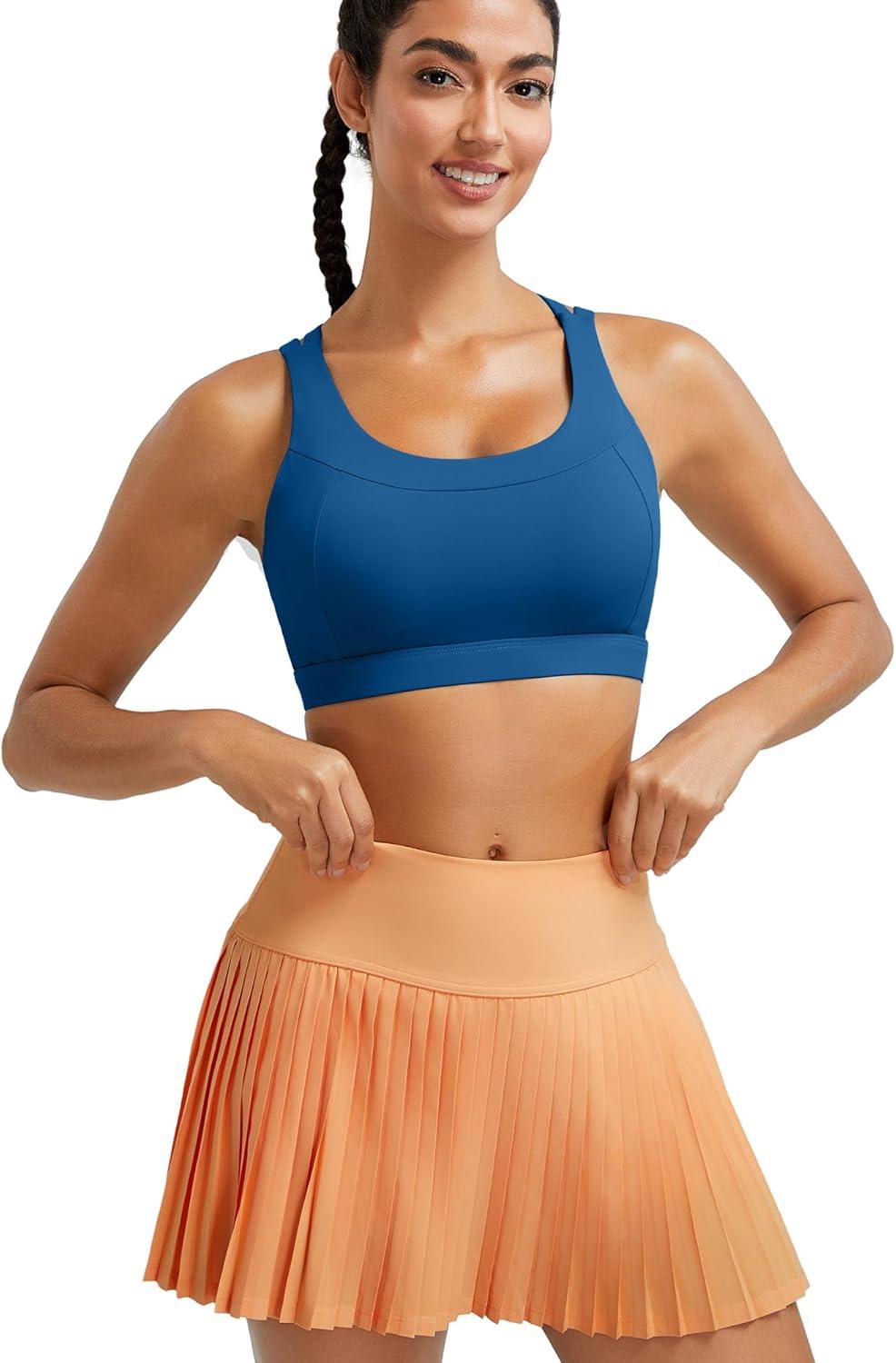 imageRUNNING GIRL Sports Bras for WomenMolded Cup Strappy Running High Support Sports Bras Workout Yoga BraDark Blue