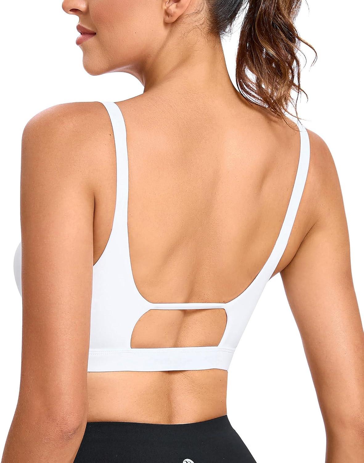 imageRUNNING GIRL Sports Bras for WomenSquare Neck Sports Bra Medium Support Yoga Bra Workout Crop Top with Removable Cups1bright White