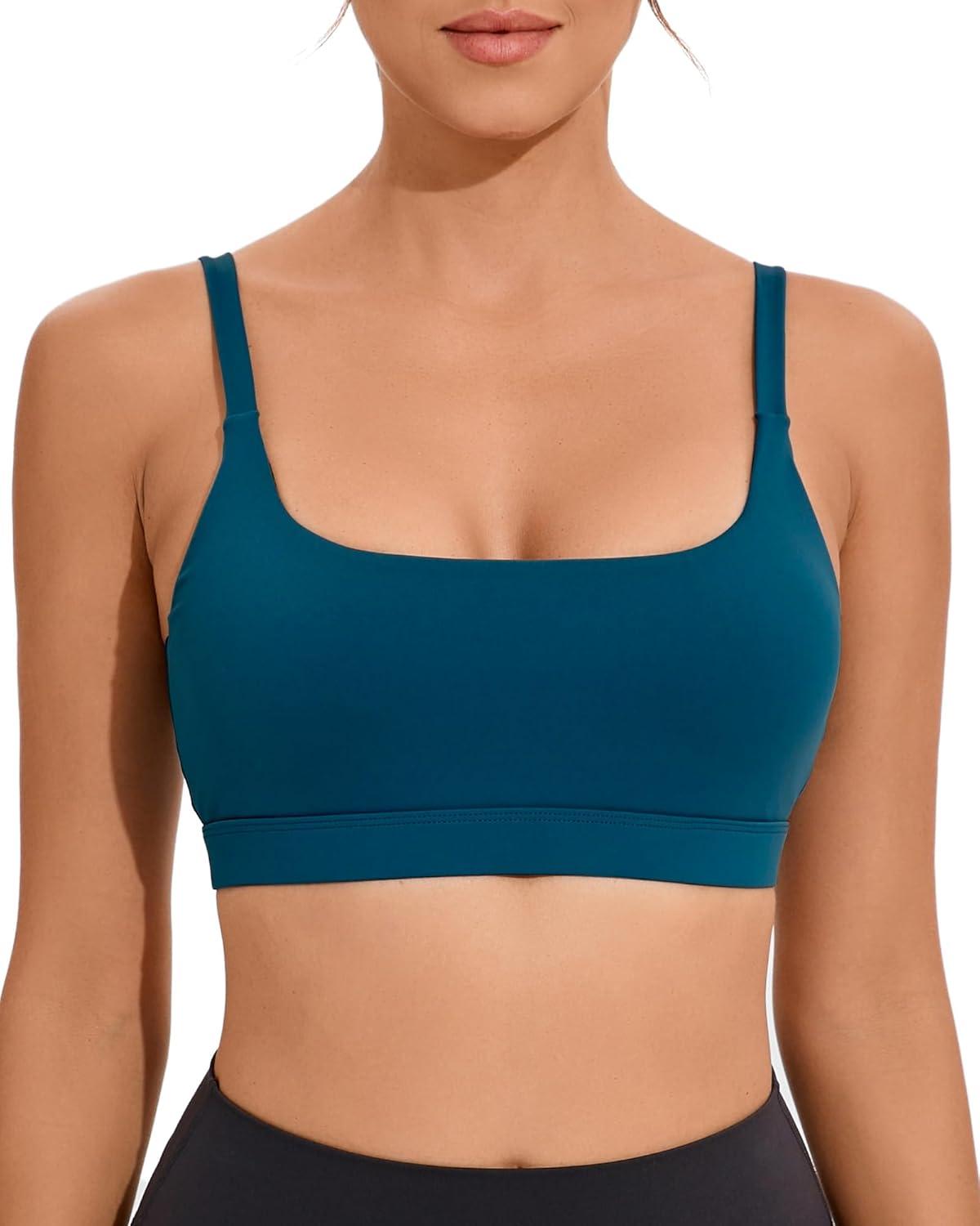 imageRUNNING GIRL Sports Bras for WomenSquare Neck Sports Bra Medium Support Yoga Bra Workout Crop Top with Removable Cups1dark Blue
