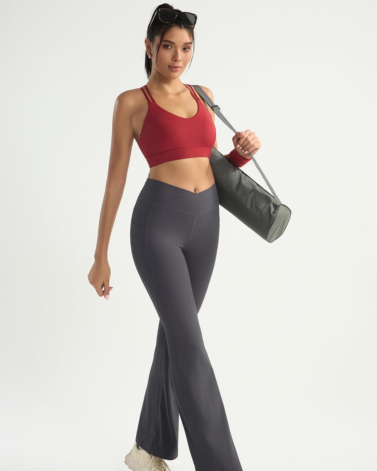 imageRUNNING GIRL Sports Bras for WomenStrappy Crisscross Back Padded Low Impact Running Sports Bra with Removable CupsArio Red