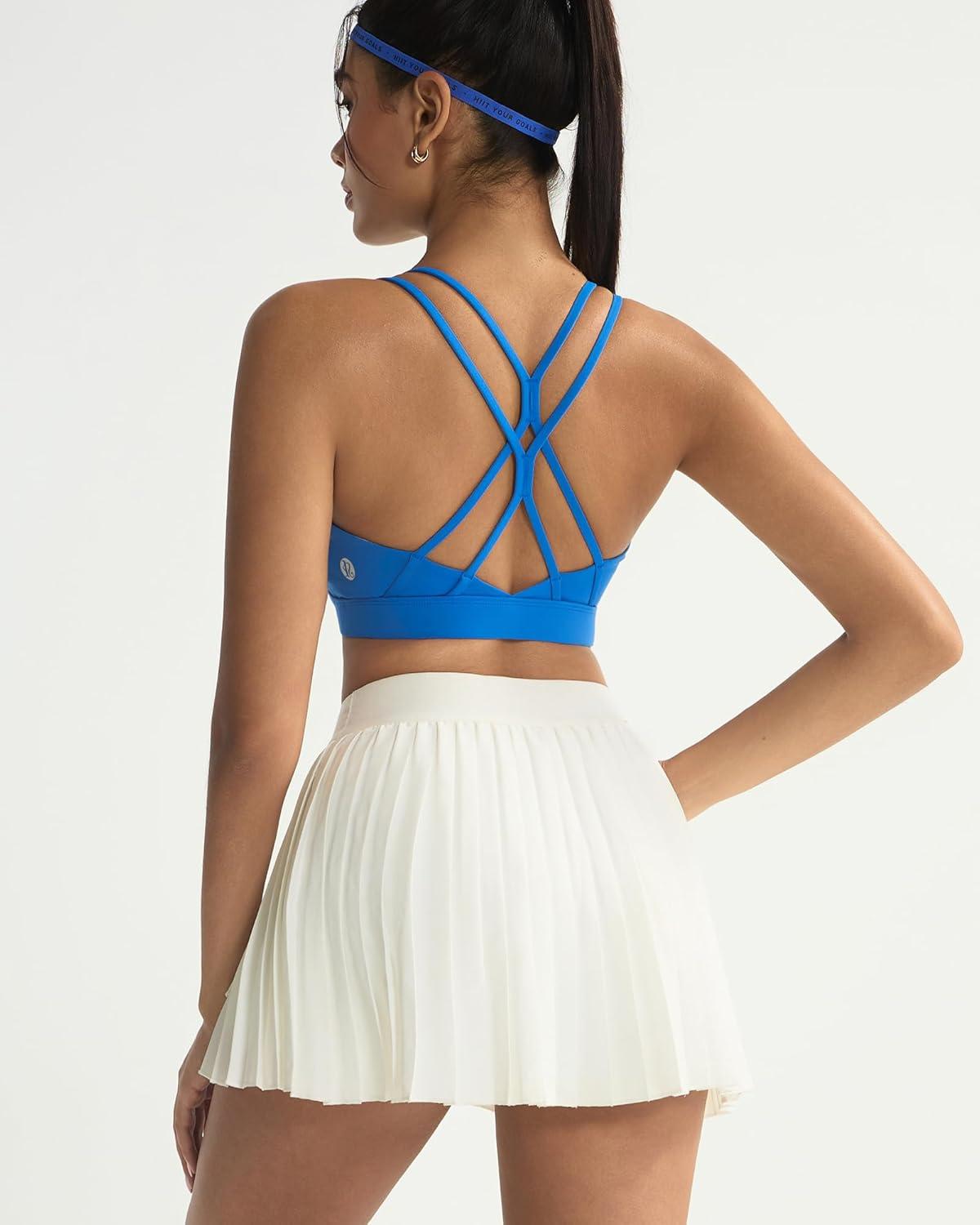 imageRUNNING GIRL Sports Bras for WomenStrappy Crisscross Back Padded Low Impact Running Sports Bra with Removable CupsAsparkle Blue