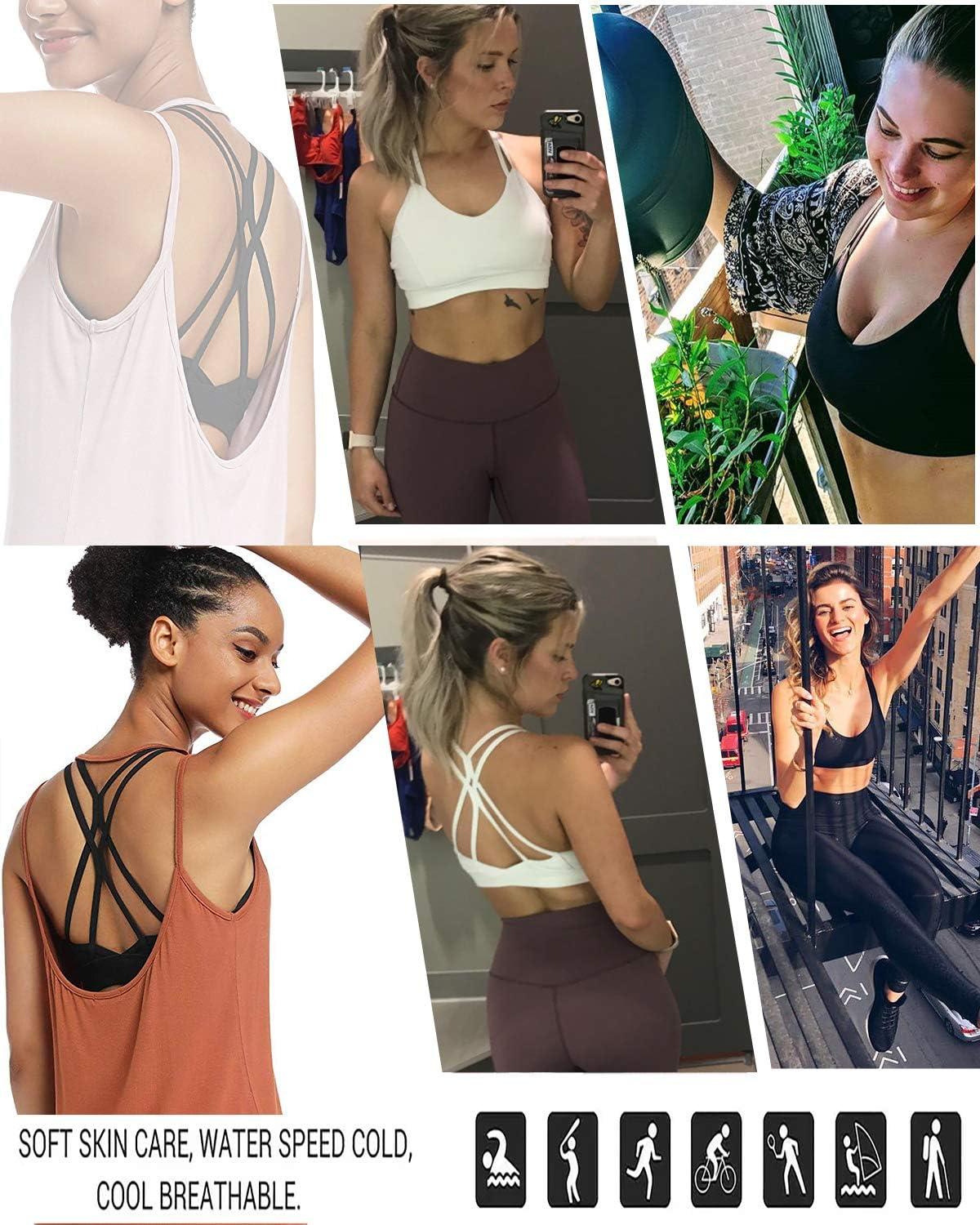 imageRUNNING GIRL Sports Bras for WomenStrappy Crisscross Back Padded Low Impact Running Sports Bra with Removable CupsBlack