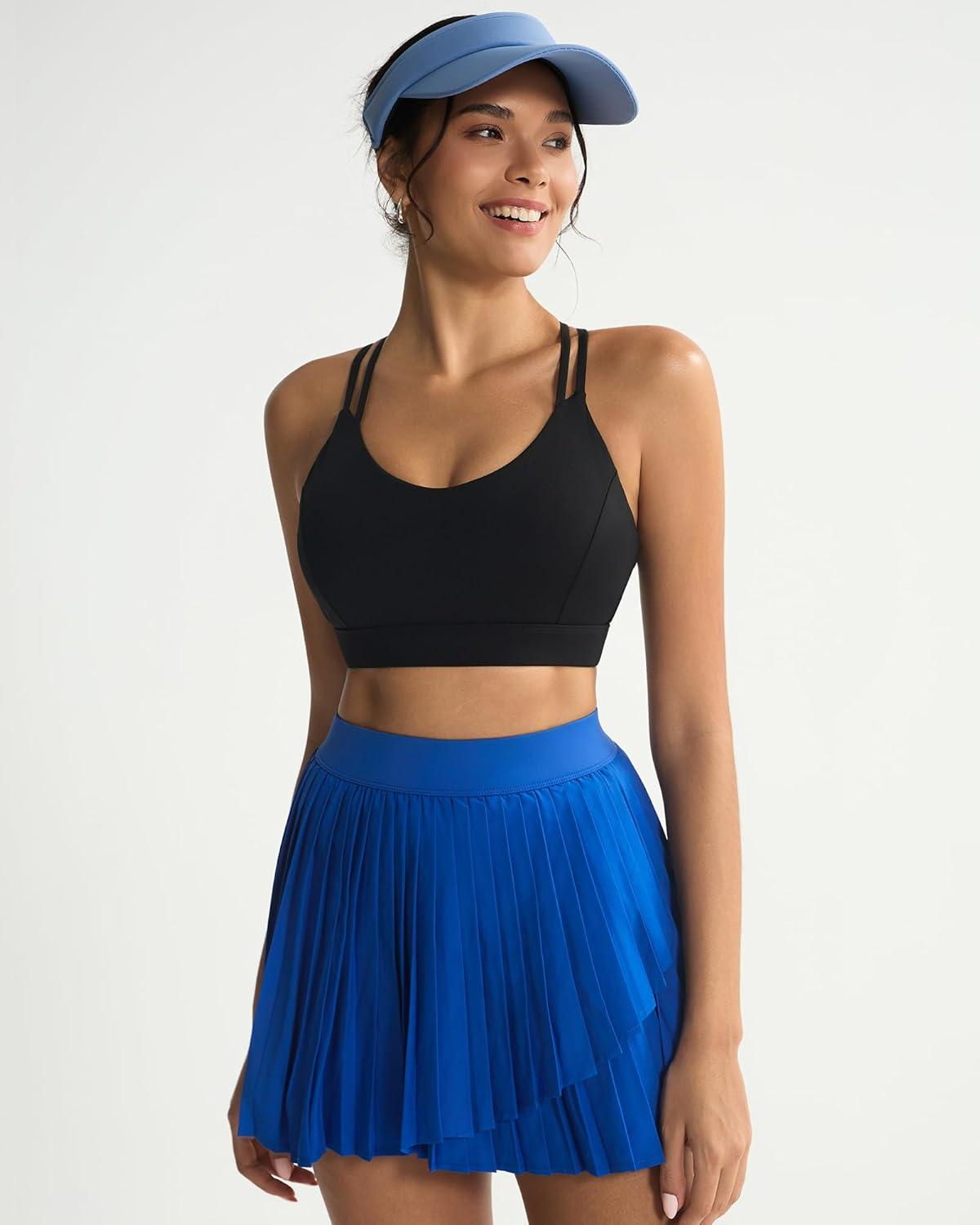 imageRUNNING GIRL Sports Bras for WomenStrappy Crisscross Back Padded Low Impact Running Sports Bra with Removable CupsBlack