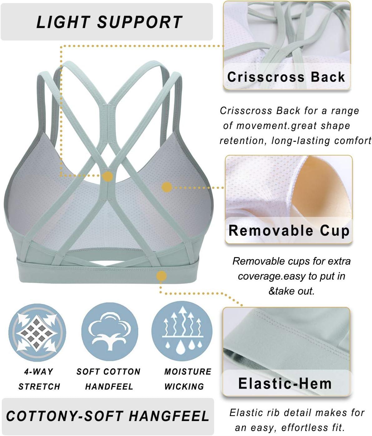 imageRUNNING GIRL Sports Bras for WomenStrappy Crisscross Back Padded Low Impact Running Sports Bra with Removable CupsGreen