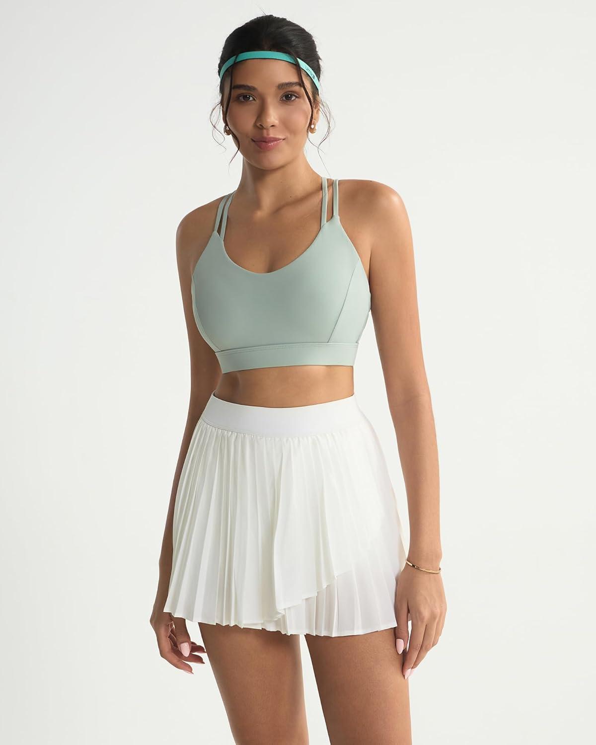 imageRUNNING GIRL Sports Bras for WomenStrappy Crisscross Back Padded Low Impact Running Sports Bra with Removable CupsGreen