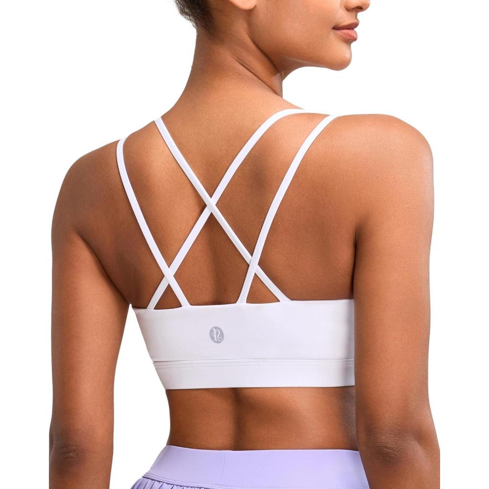 imageRUNNING GIRL High Impact Sports Bras for Women  Scoop Neck Strappy Sports Bra High Support Moulded Cup Workout BraBwhite