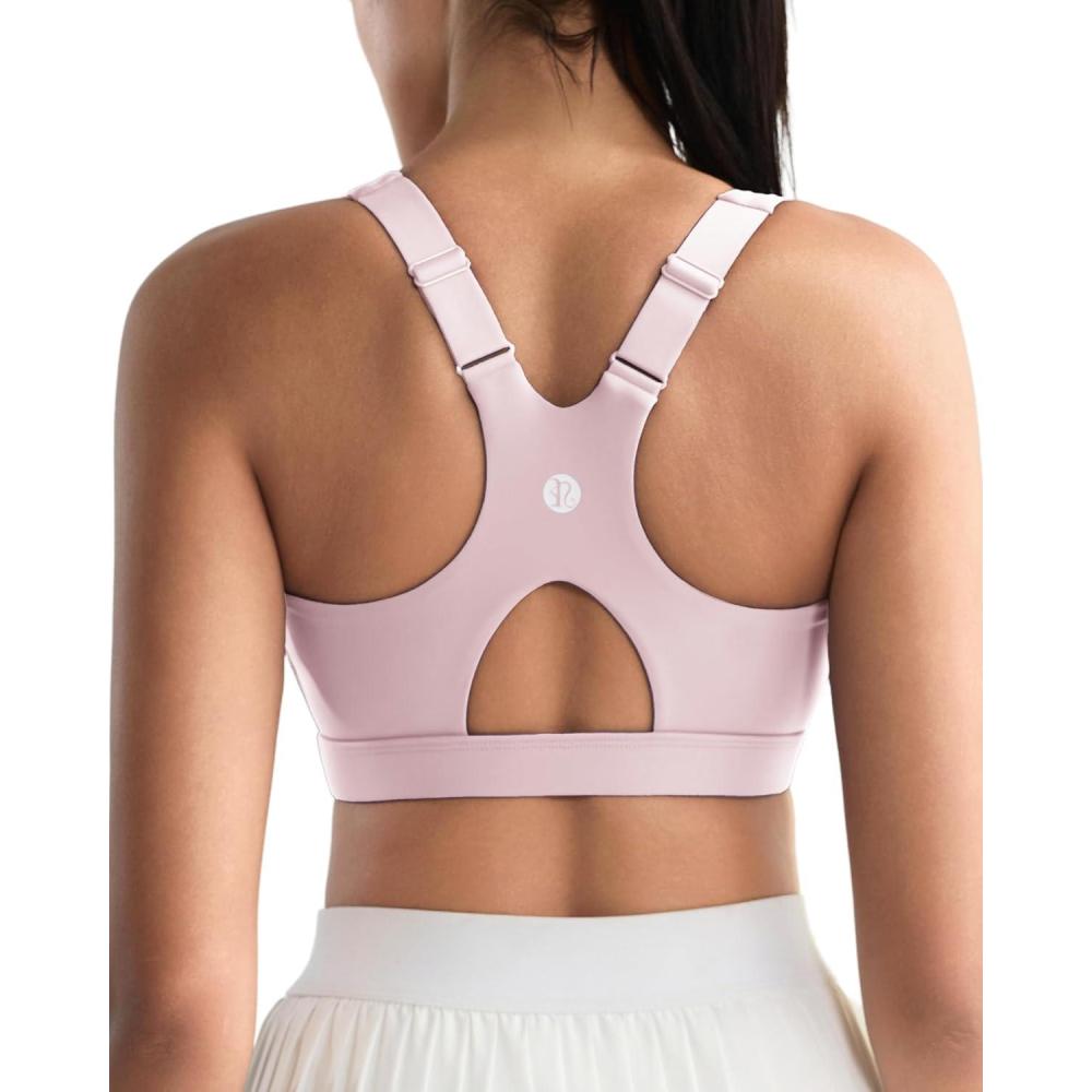 imageRUNNING GIRL High Impact Sports Bras for Women High Support Molded Cups Adjustable Straps Sports Bra with Sewn in PadsPink