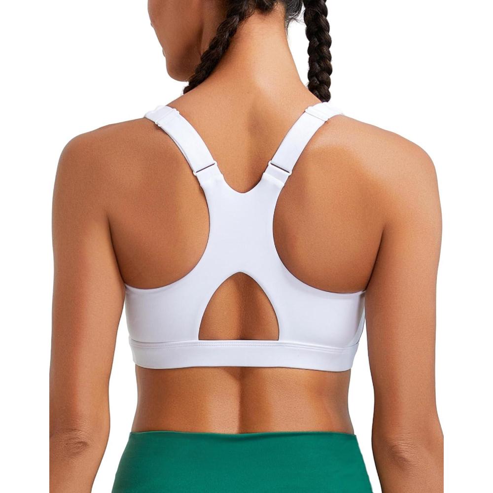 imageRUNNING GIRL High Impact Sports Bras for Women High Support Molded Cups Adjustable Straps Sports Bra with Sewn in PadsWhite