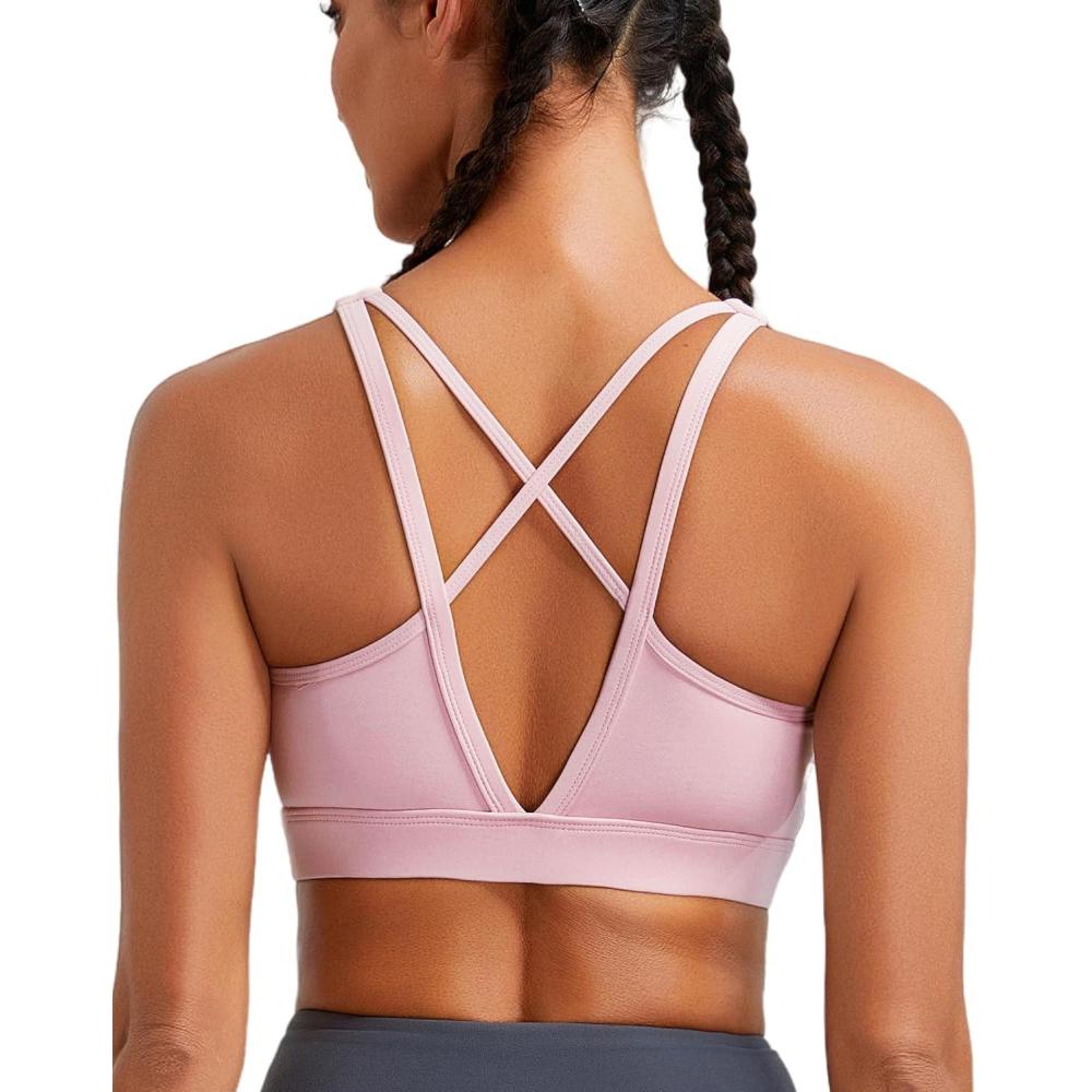 imageRUNNING GIRL High Impact Sports Bras for Women High Support Running Sports Bra Moulded Cup Strappy Sports BrasAvpink