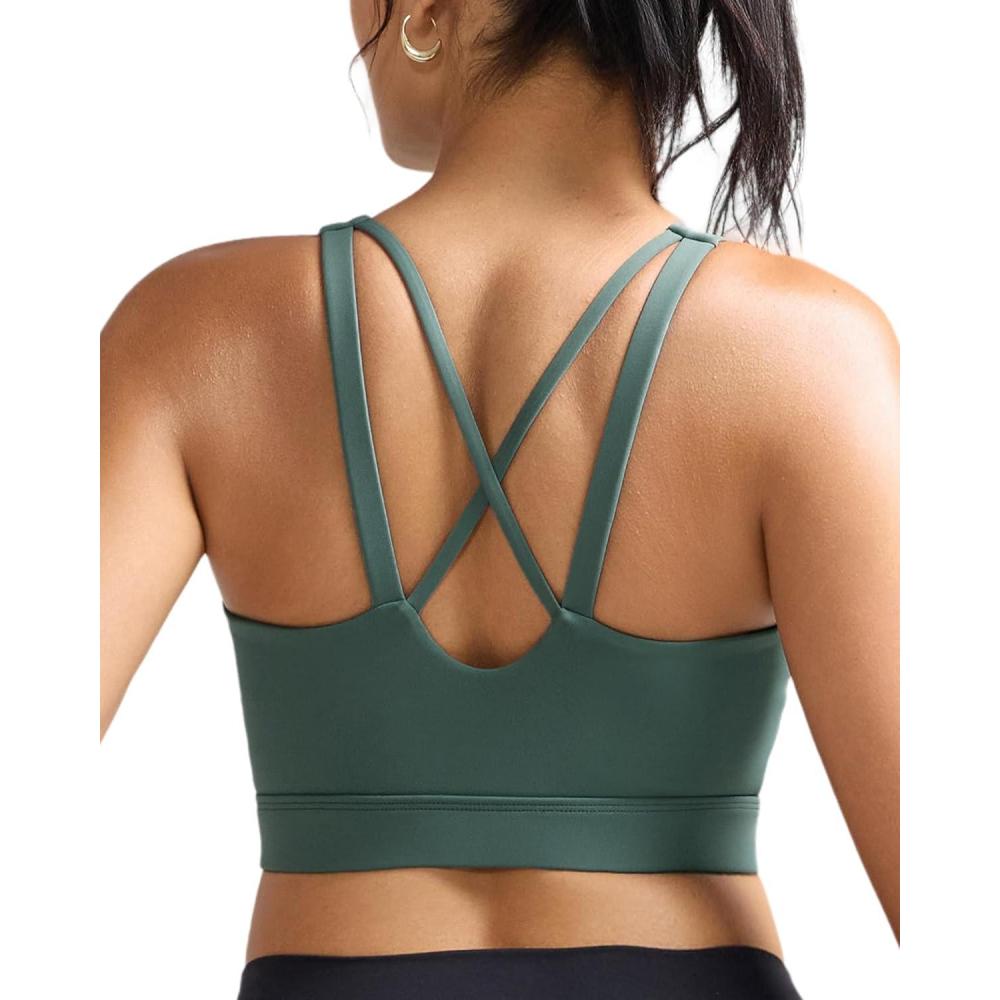 imageRUNNING GIRL High Impact Sports Bras for Women High Support Running Sports Bra Moulded Cup Strappy Sports BrasUbean Green