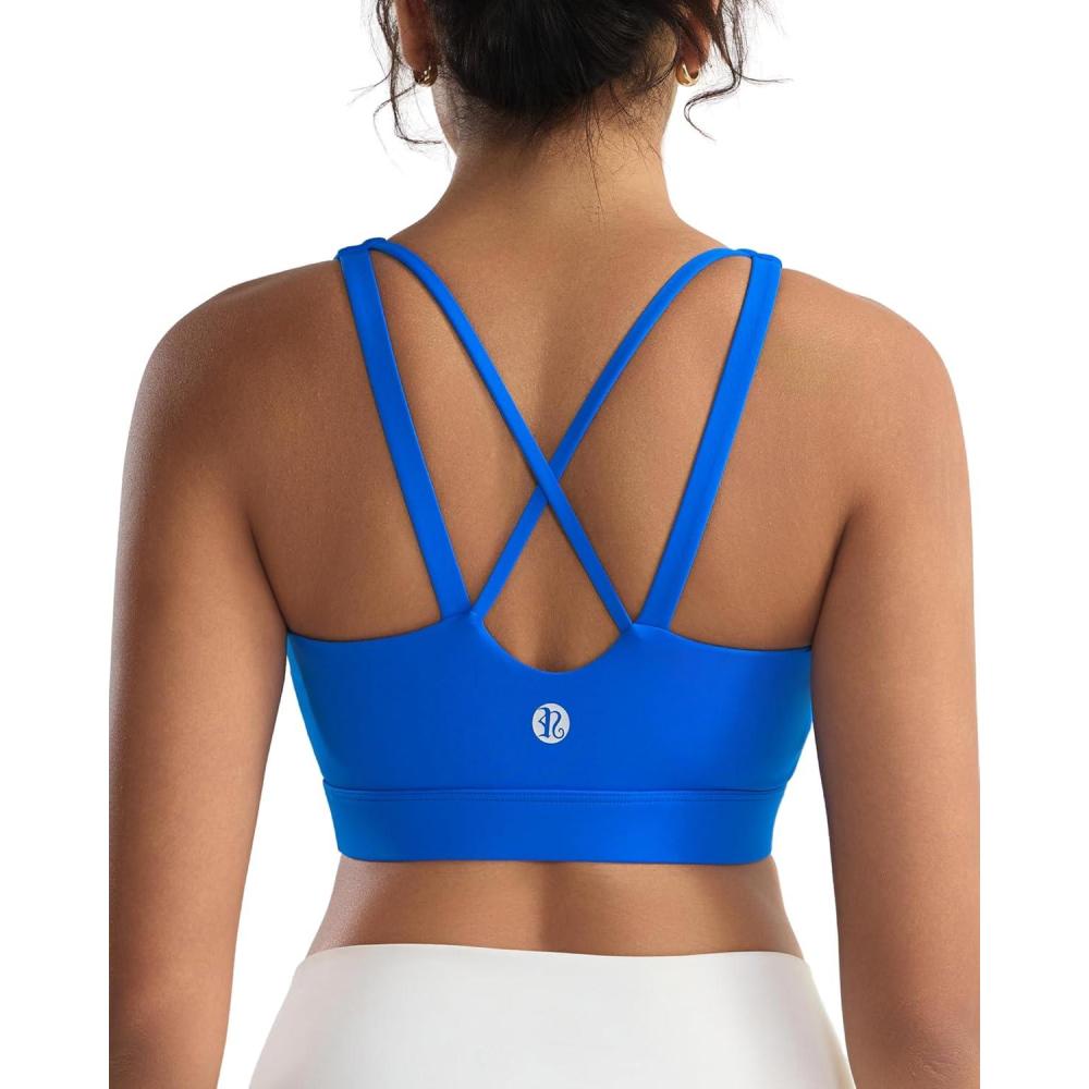 imageRUNNING GIRL High Impact Sports Bras for Women High Support Running Sports Bra Moulded Cup Strappy Sports BrasUelectric Blue