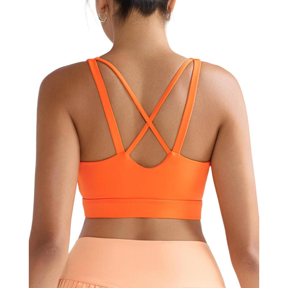 imageRUNNING GIRL High Impact Sports Bras for Women High Support Running Sports Bra Moulded Cup Strappy Sports BrasUorange
