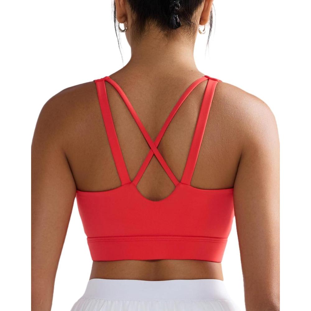 imageRUNNING GIRL High Impact Sports Bras for Women High Support Running Sports Bra Moulded Cup Strappy Sports BrasUred