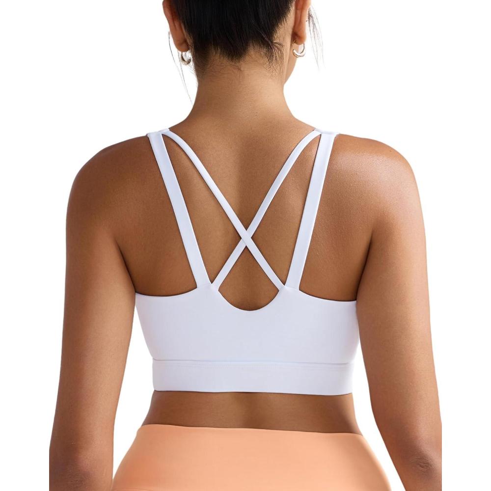 imageRUNNING GIRL High Impact Sports Bras for Women High Support Running Sports Bra Moulded Cup Strappy Sports BrasUwhite