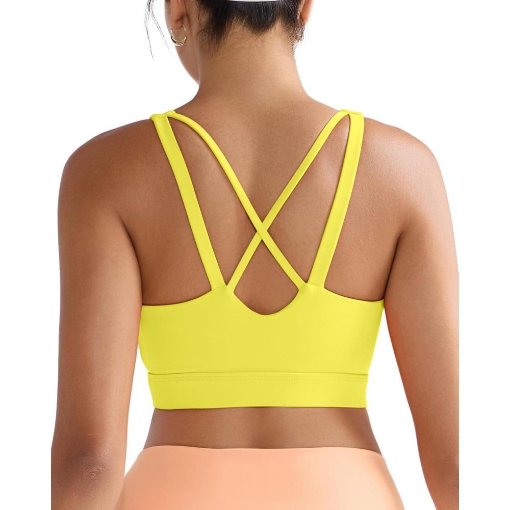 imageRUNNING GIRL High Impact Sports Bras for Women High Support Running Sports Bra Moulded Cup Strappy Sports BrasUyellow