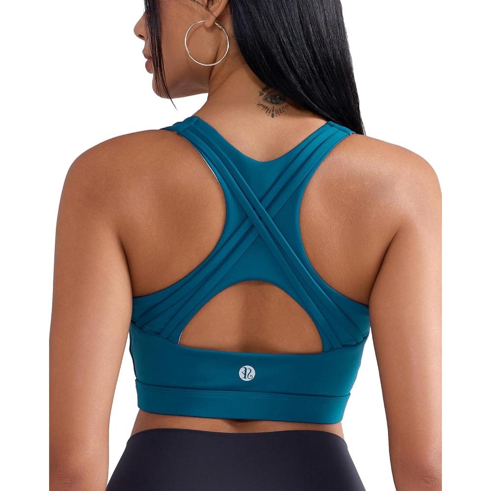 imageRUNNING GIRL High Impact Sports Bras for Women High Support Womens Sports Bra Racerback Workout Running BraNavy