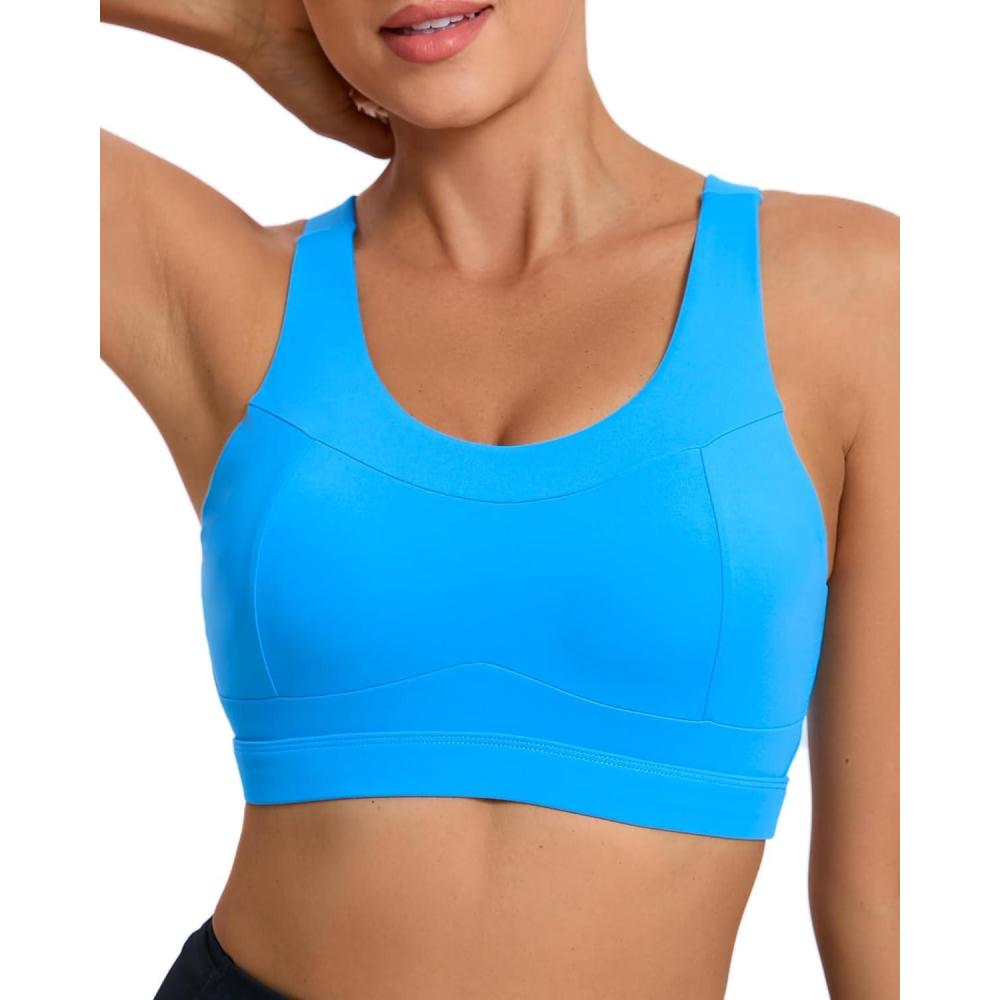 imageRUNNING GIRL High Impact Sports Bras for WomenRacerback Running Bra Workout Crop Tank Tops Longline Sports Bra Push upDbright Blue