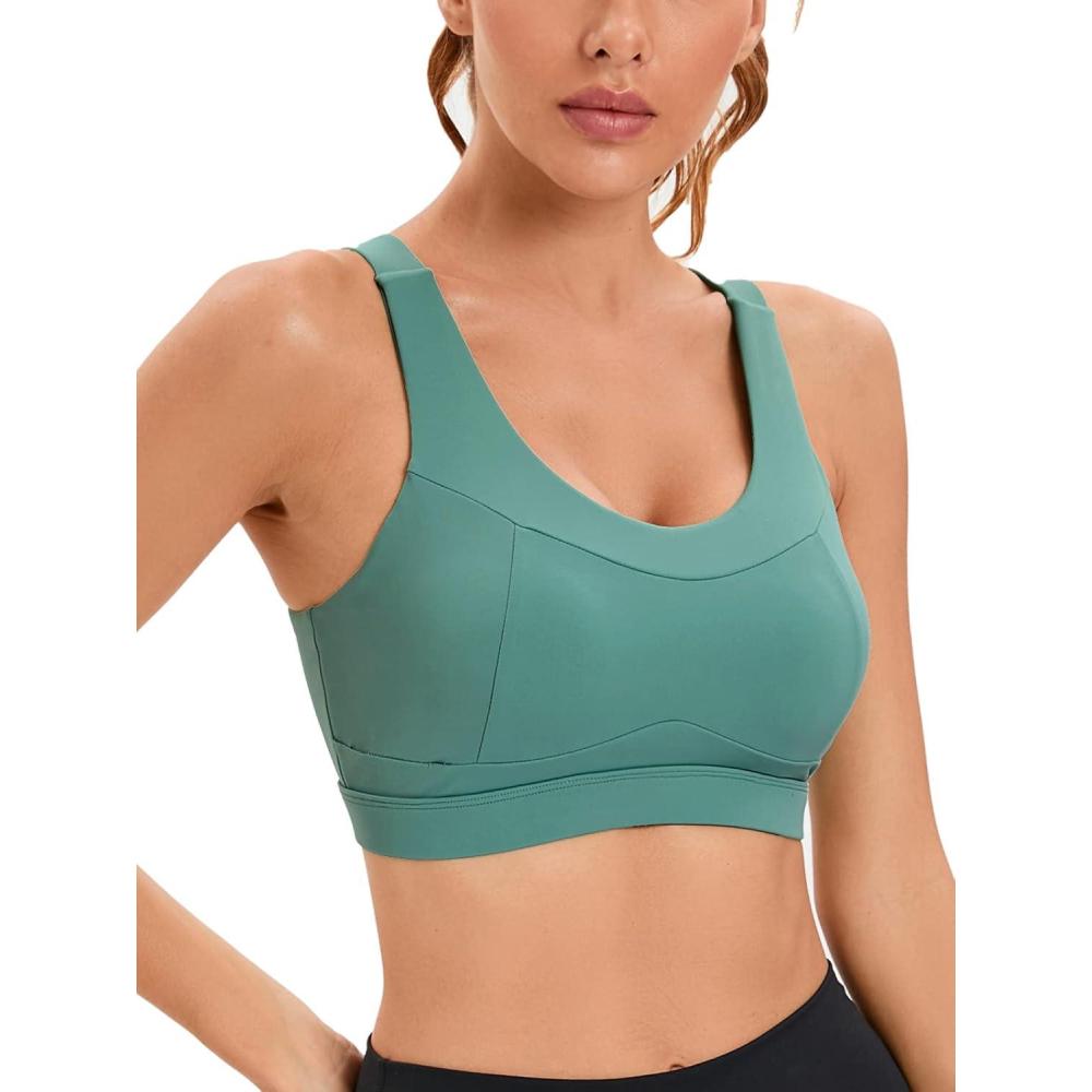 imageRUNNING GIRL High Impact Sports Bras for WomenRacerback Running Bra Workout Crop Tank Tops Longline Sports Bra Push upDdark Green