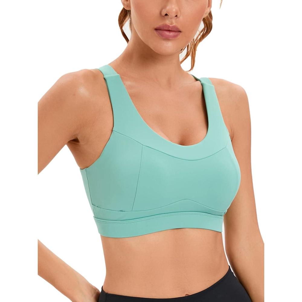 imageRUNNING GIRL High Impact Sports Bras for WomenRacerback Running Bra Workout Crop Tank Tops Longline Sports Bra Push upDgreen