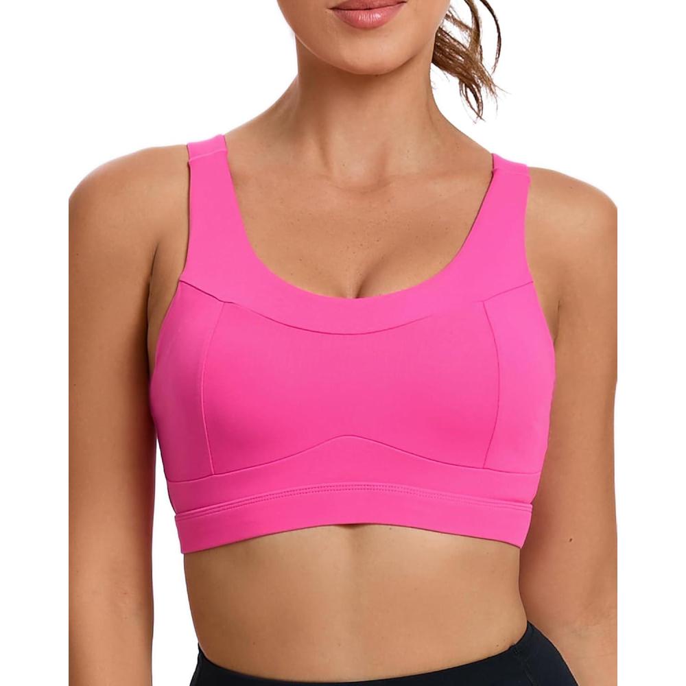 imageRUNNING GIRL High Impact Sports Bras for WomenRacerback Running Bra Workout Crop Tank Tops Longline Sports Bra Push upDhot Pink
