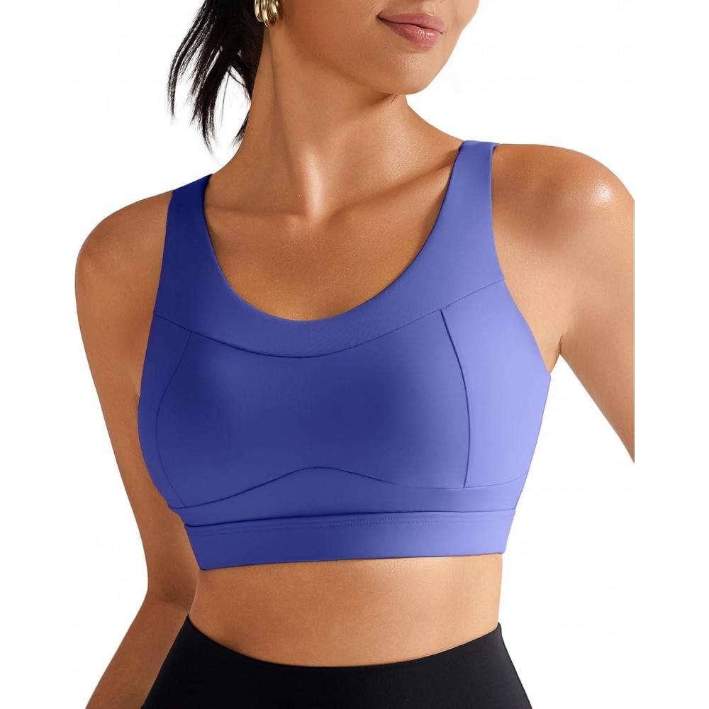 imageRUNNING GIRL High Impact Sports Bras for WomenRacerback Running Bra Workout Crop Tank Tops Longline Sports Bra Push upDviolet