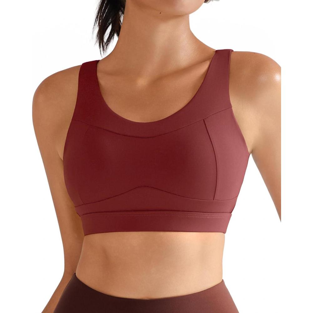 imageRUNNING GIRL High Impact Sports Bras for WomenRacerback Running Bra Workout Crop Tank Tops Longline Sports Bra Push upDwinedred