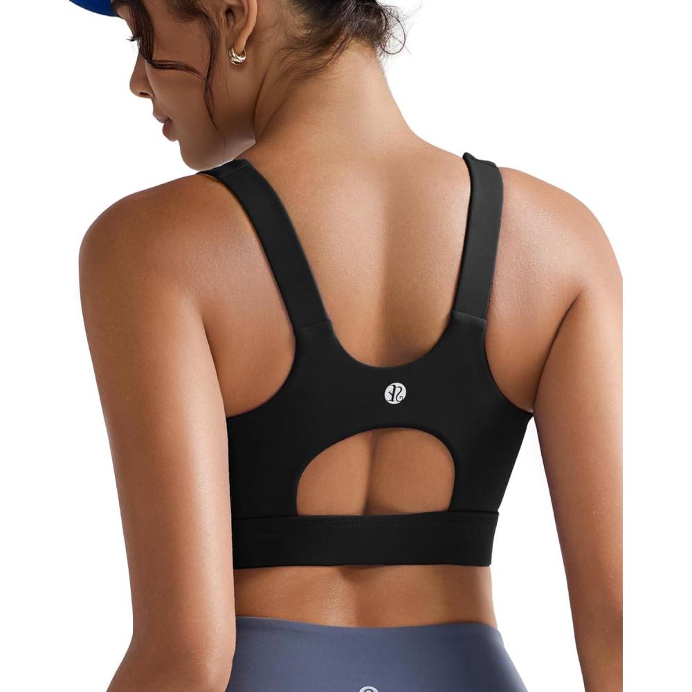 imageRUNNING GIRL High Impact Sports Bras for WomenRacerback Running Bra Workout Crop Tank Tops Longline Sports Bra Push upYblack