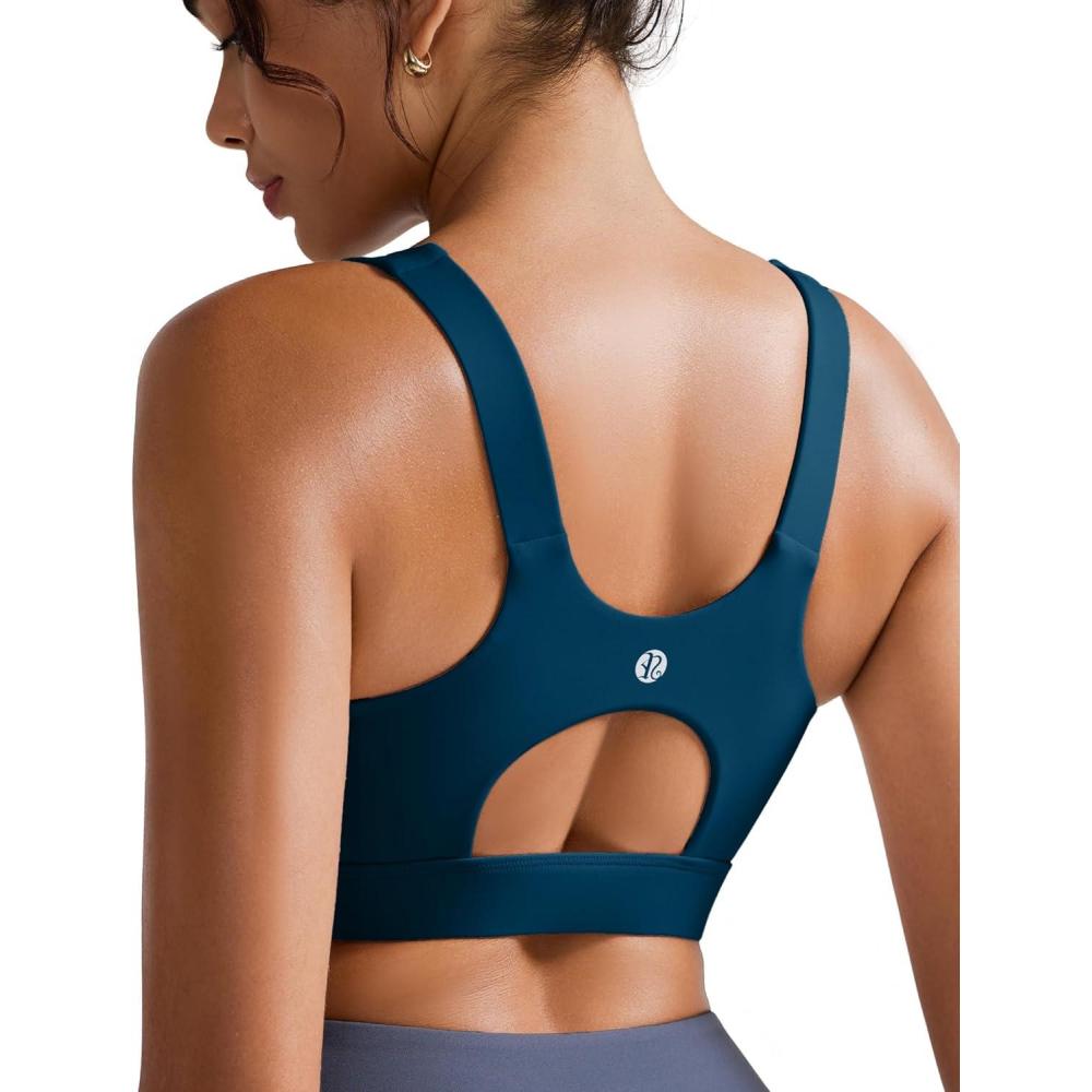 imageRUNNING GIRL High Impact Sports Bras for WomenRacerback Running Bra Workout Crop Tank Tops Longline Sports Bra Push upYnavy