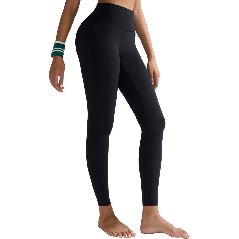 imageRUNNING GIRL No Front Seam Leggings for Women 25quot Inseam High Waisted Seamless Buttery Soft Yoga PantsBlack