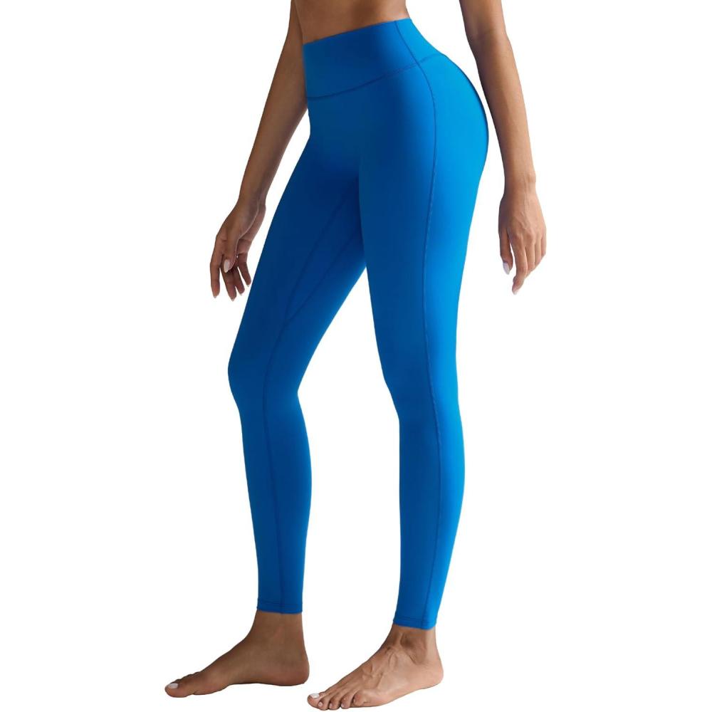 imageRUNNING GIRL No Front Seam Leggings for Women 25quot Inseam High Waisted Seamless Buttery Soft Yoga PantsDeep Blue