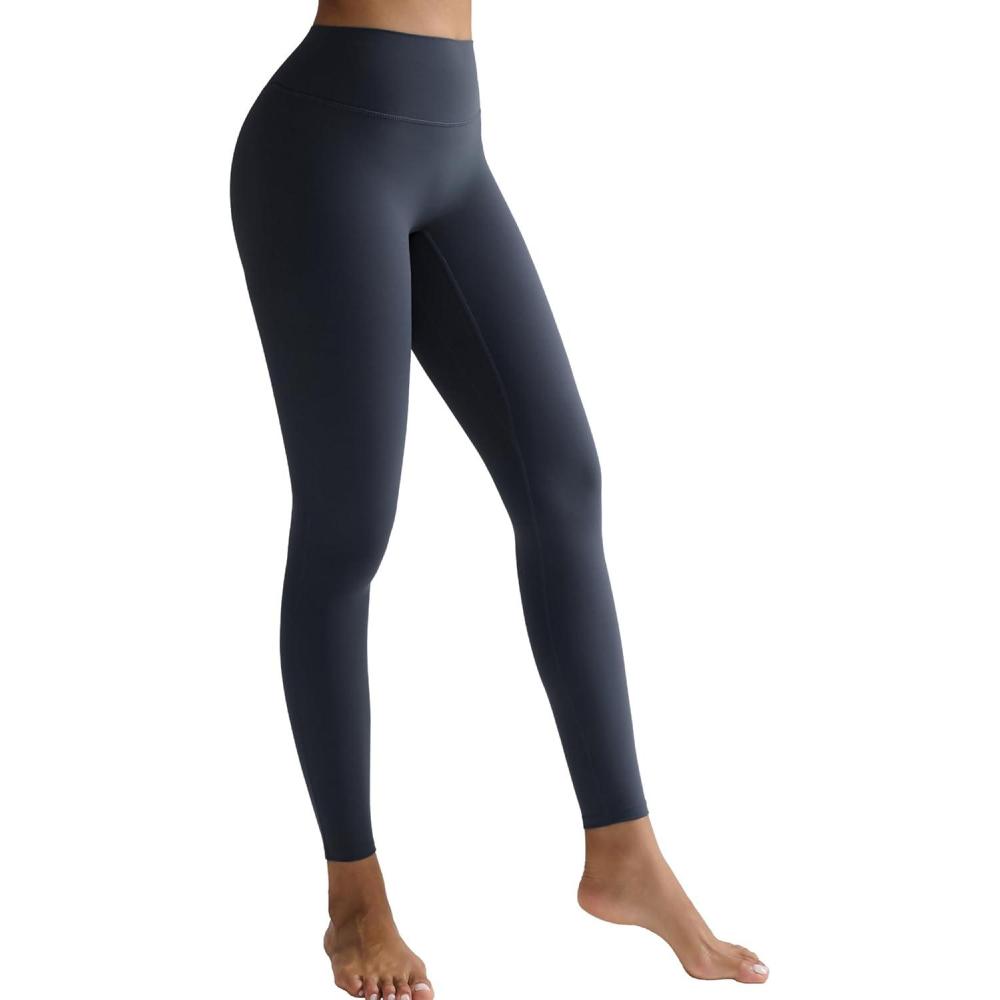 imageRUNNING GIRL No Front Seam Leggings for Women 25quot Inseam High Waisted Seamless Buttery Soft Yoga PantsDeep Grey