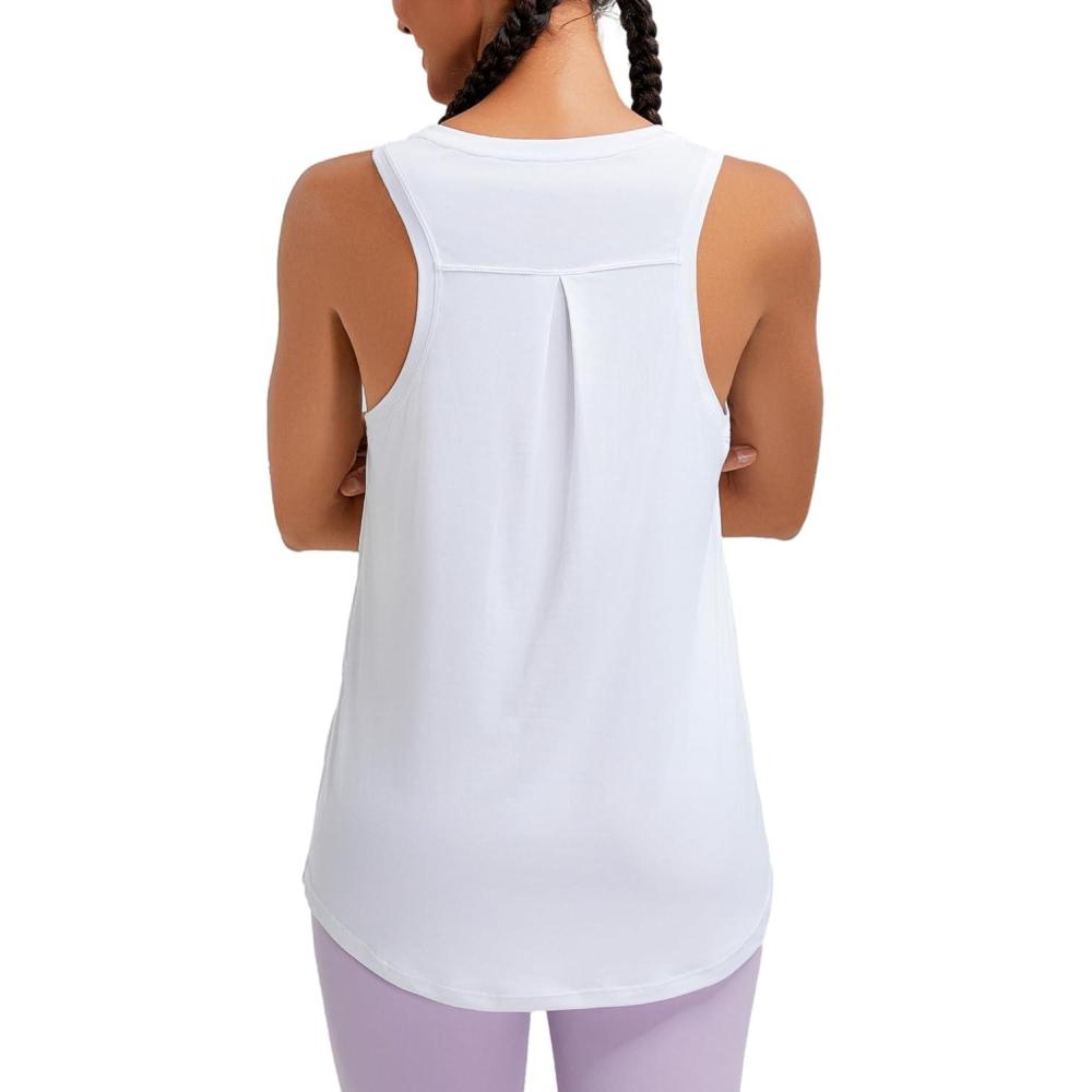 imageRUNNING GIRL Racerback Running Yoga Athletic Tank Tops for Women Sleeveless Workout Tank Tops Woman Tennis ShirtsBwhite