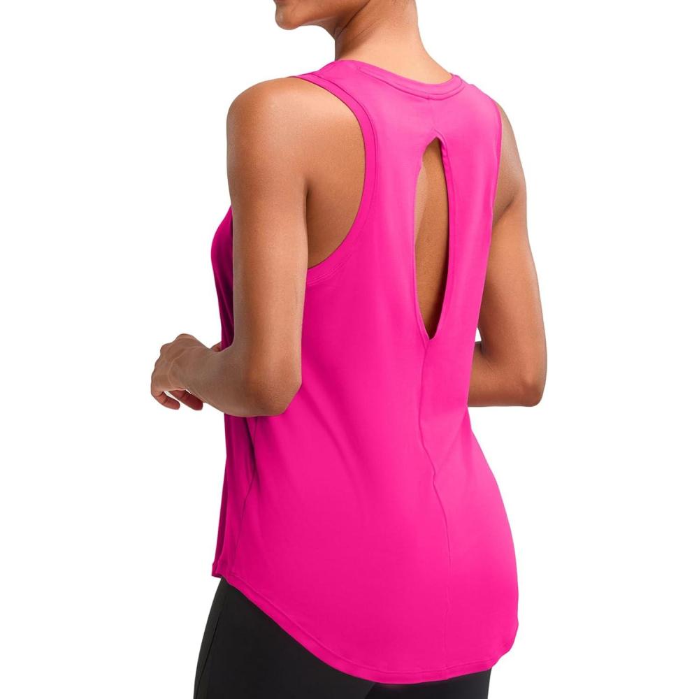 imageRUNNING GIRL Racerback Running Yoga Athletic Tank Tops for Women Sleeveless Workout Tank Tops Woman Tennis ShirtsCrose Red