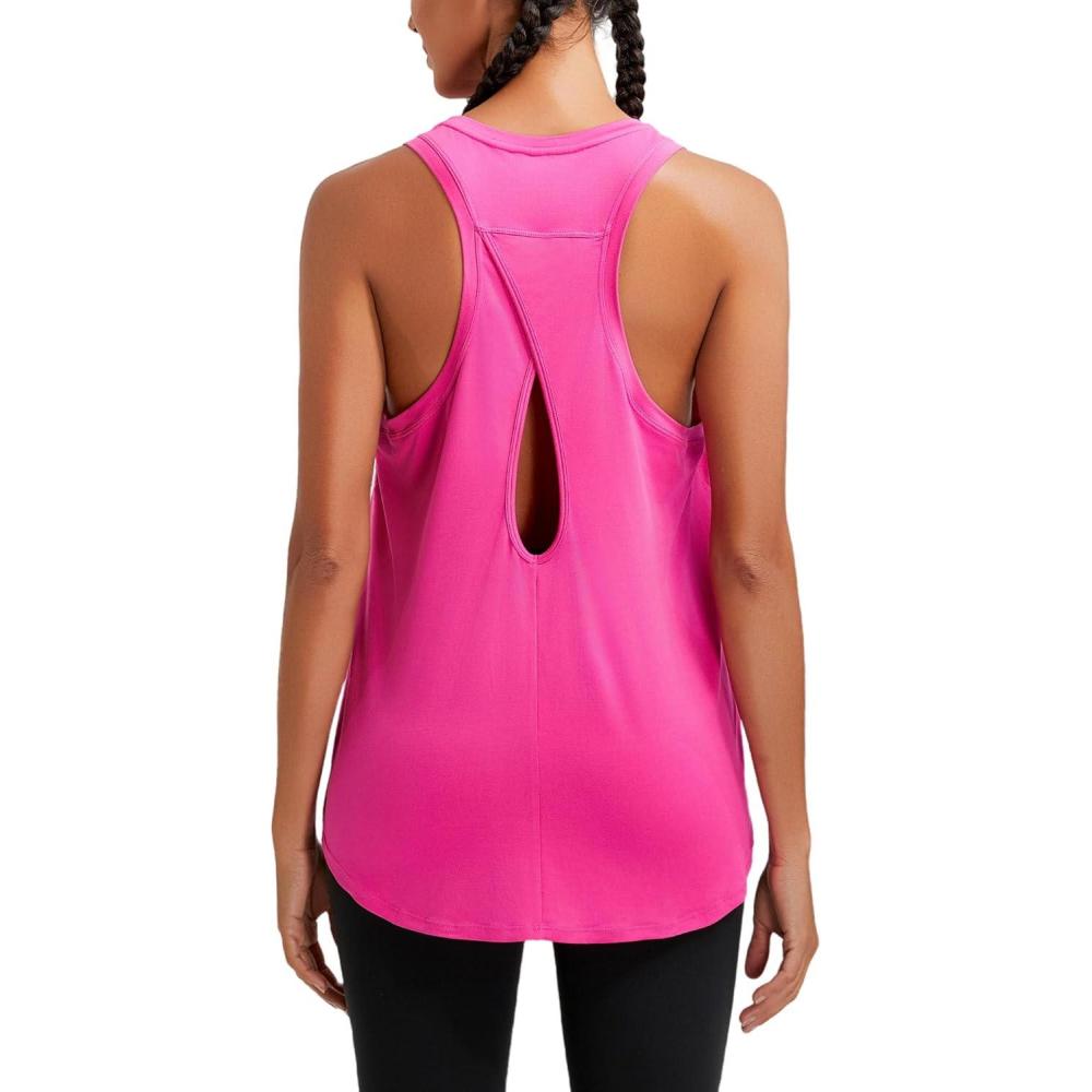 imageRUNNING GIRL Racerback Running Yoga Athletic Tank Tops for Women Sleeveless Workout Tank Tops Woman Tennis ShirtsRose Red