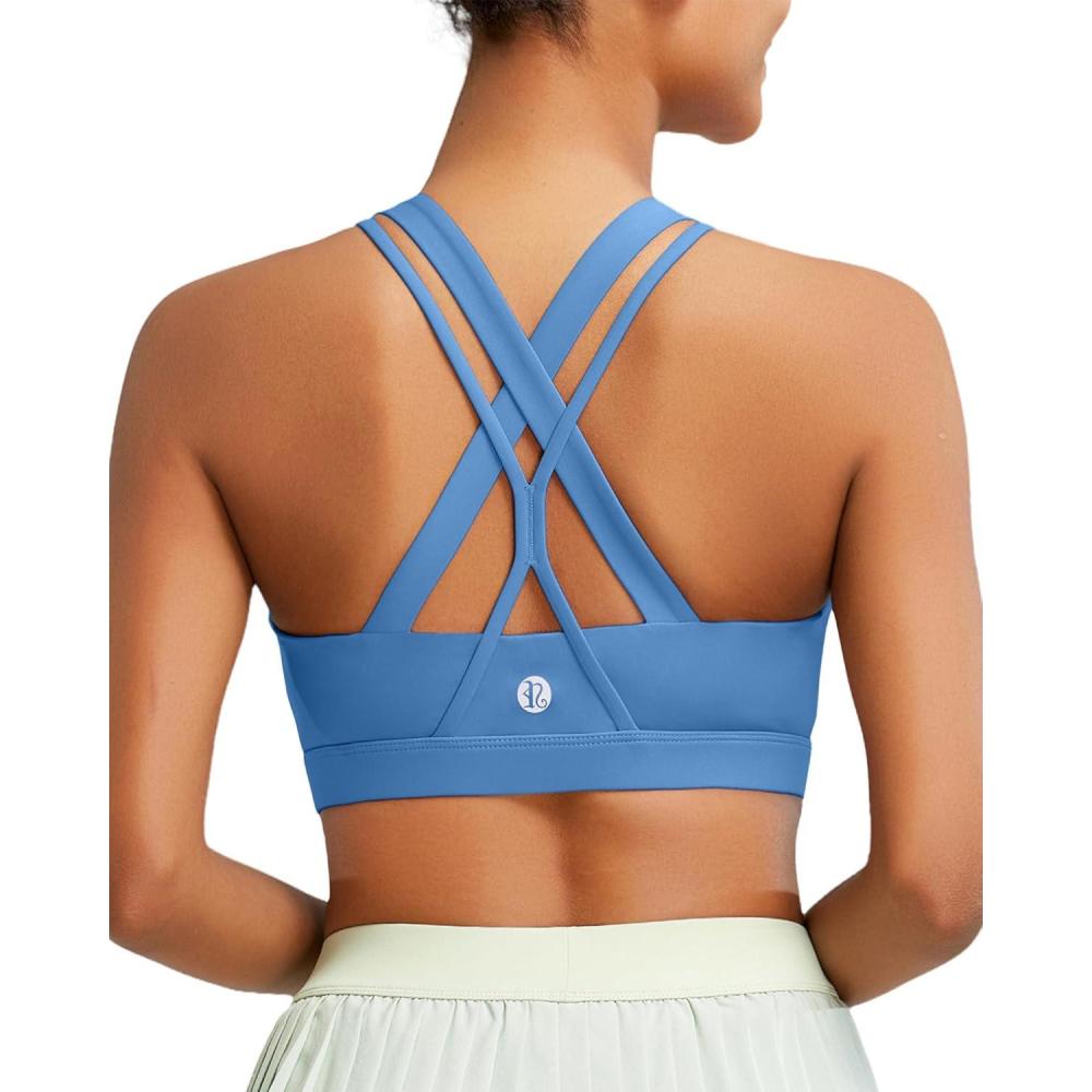 imageRUNNING GIRL Sports Bra for Women High Support CrissCross Back Padded Strappy Sports Bras Yoga Bra with Removable Cups1blue