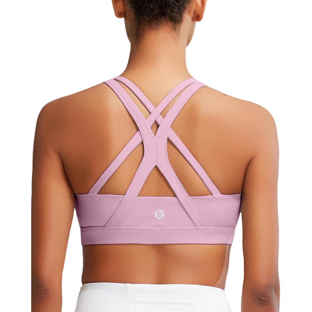 imageRUNNING GIRL Sports Bra for Women High Support CrissCross Back Padded Strappy Sports Bras Yoga Bra with Removable CupsPurple