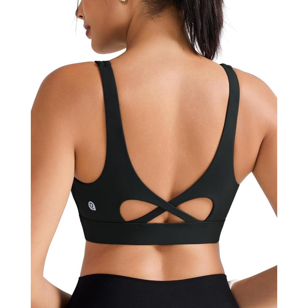 imageRUNNING GIRL Sports Bra for Women High Support Molded Cup High Impact Sports Bras with Sewn in Pads Workout Running BraBlack