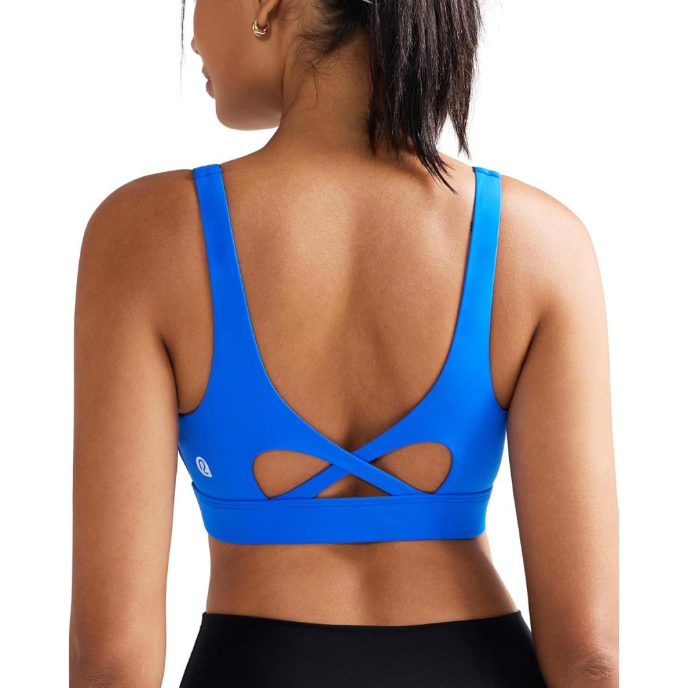 imageRUNNING GIRL Sports Bra for Women High Support Molded Cup High Impact Sports Bras with Sewn in Pads Workout Running BraBright Blue