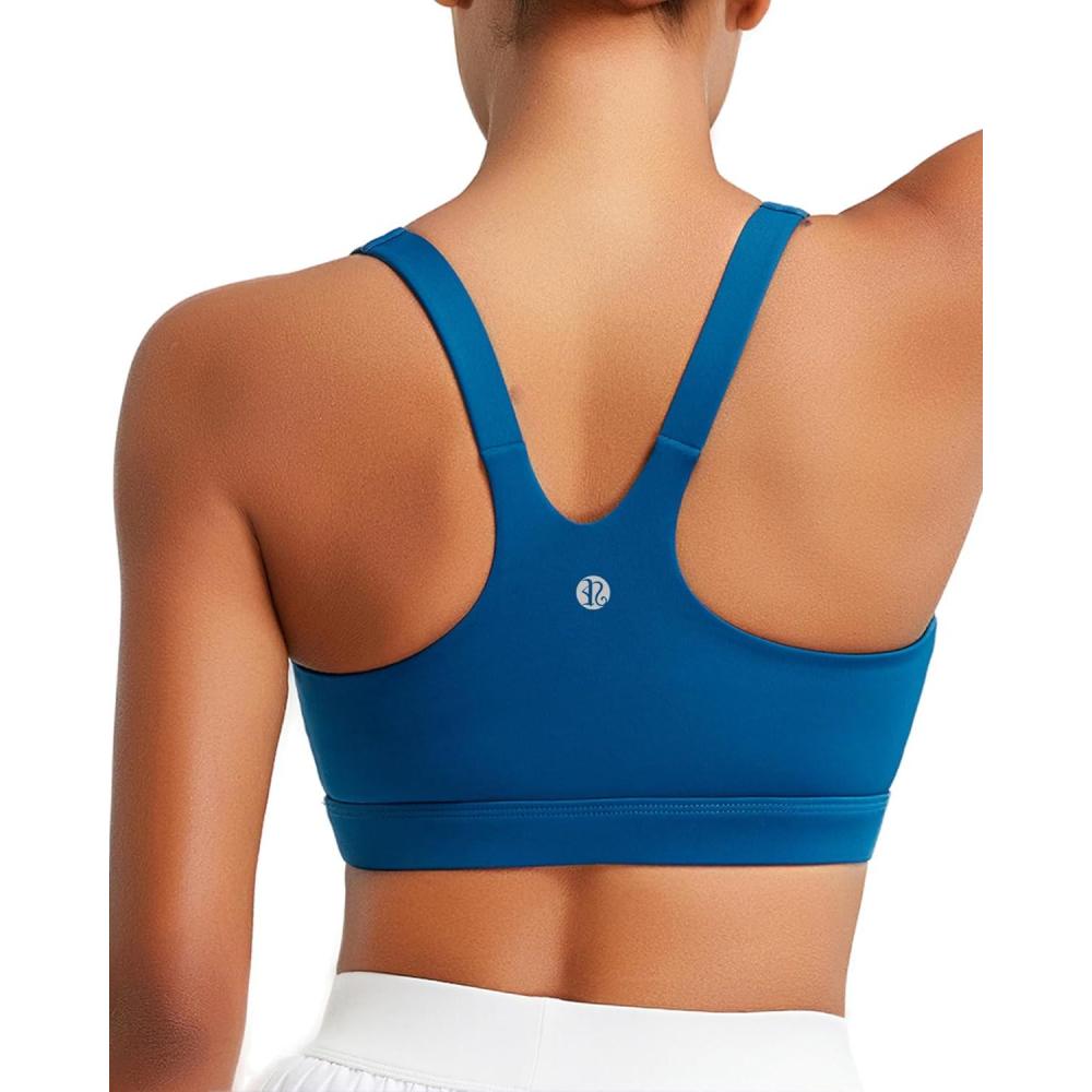 imageRUNNING GIRL Sports Bra for Women Molded Cup High Impact Sports Bras for Women with Sewn in PadsBlue