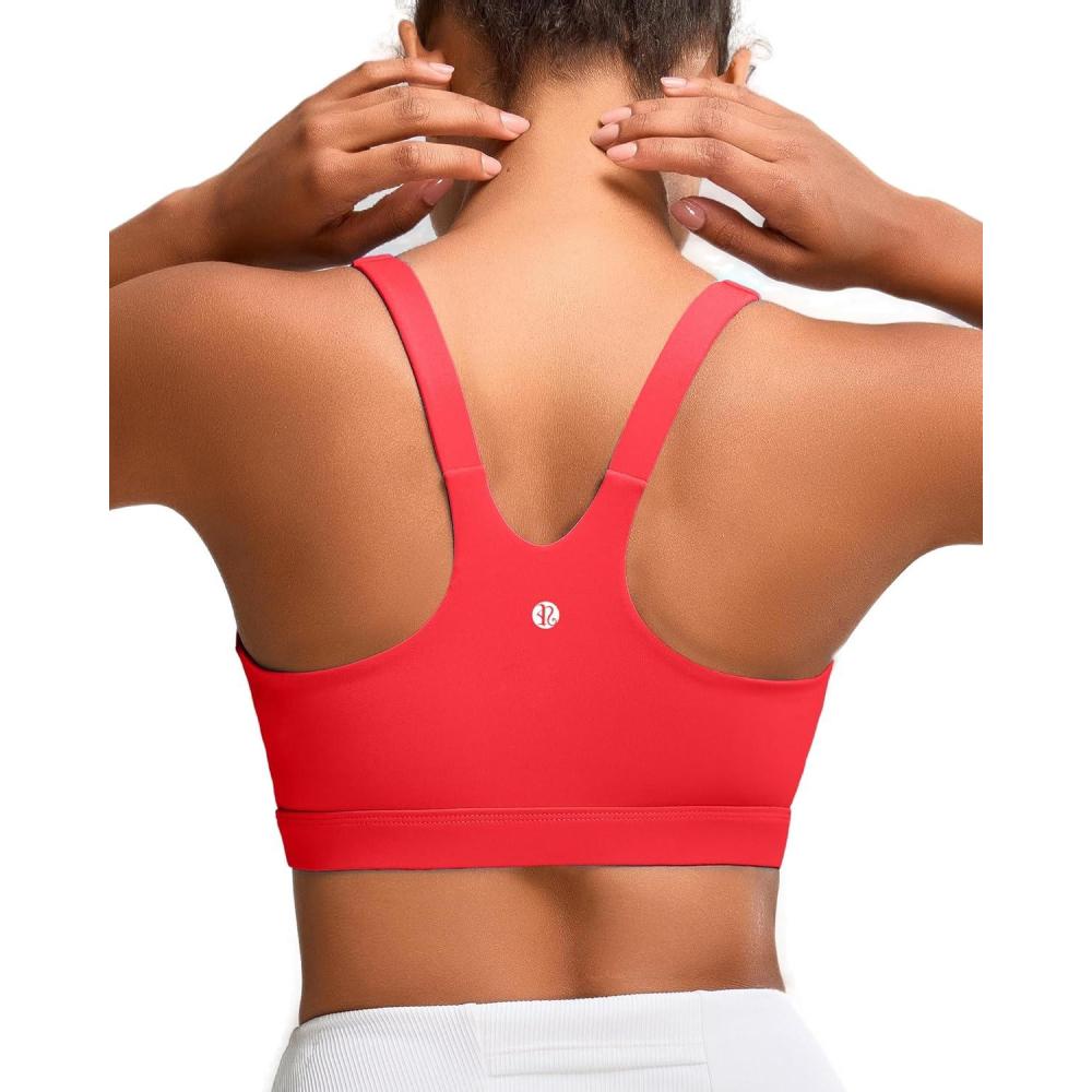 imageRUNNING GIRL Sports Bra for Women Molded Cup High Impact Sports Bras for Women with Sewn in PadsDeep Red