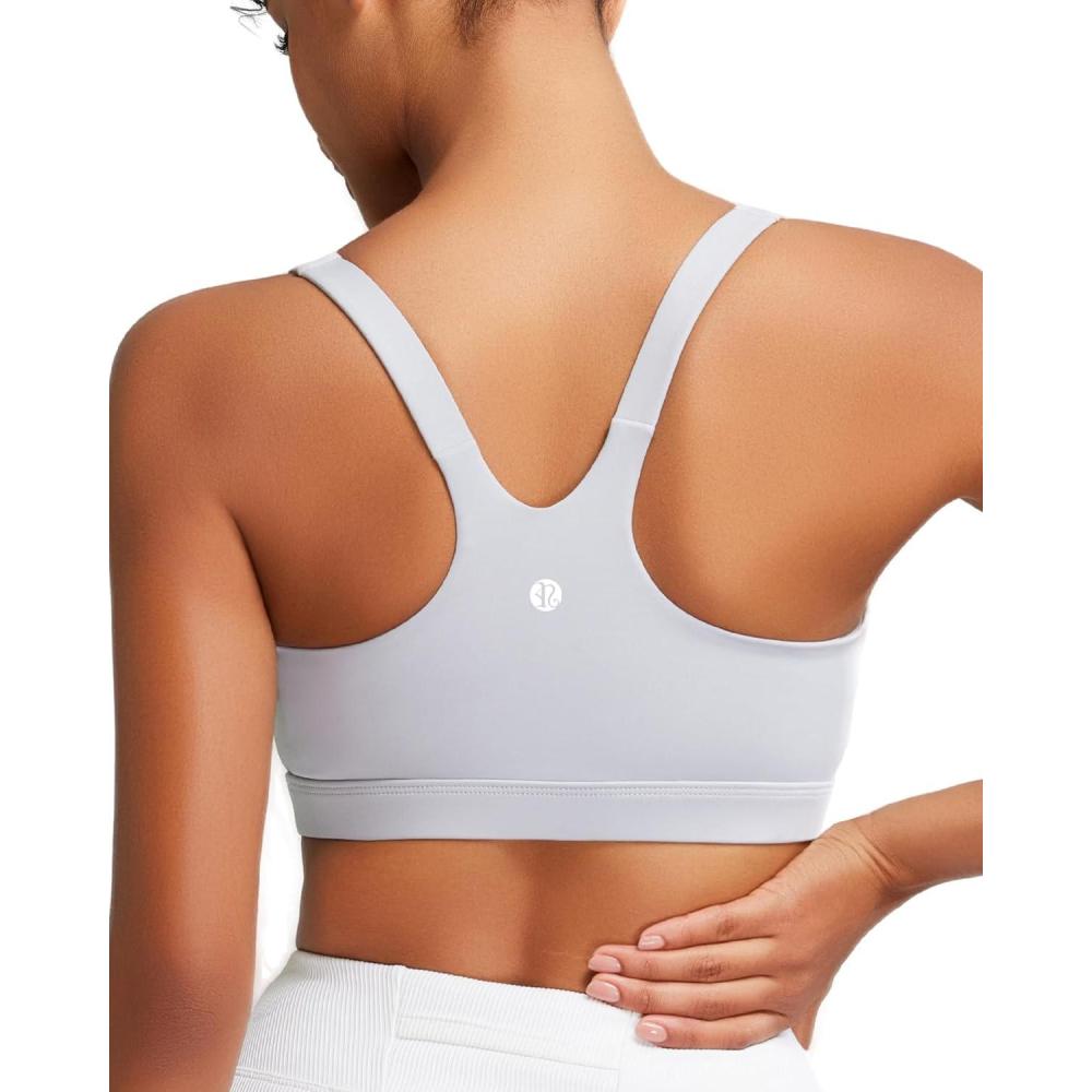 imageRUNNING GIRL Sports Bra for Women Molded Cup High Impact Sports Bras for Women with Sewn in PadsGrey