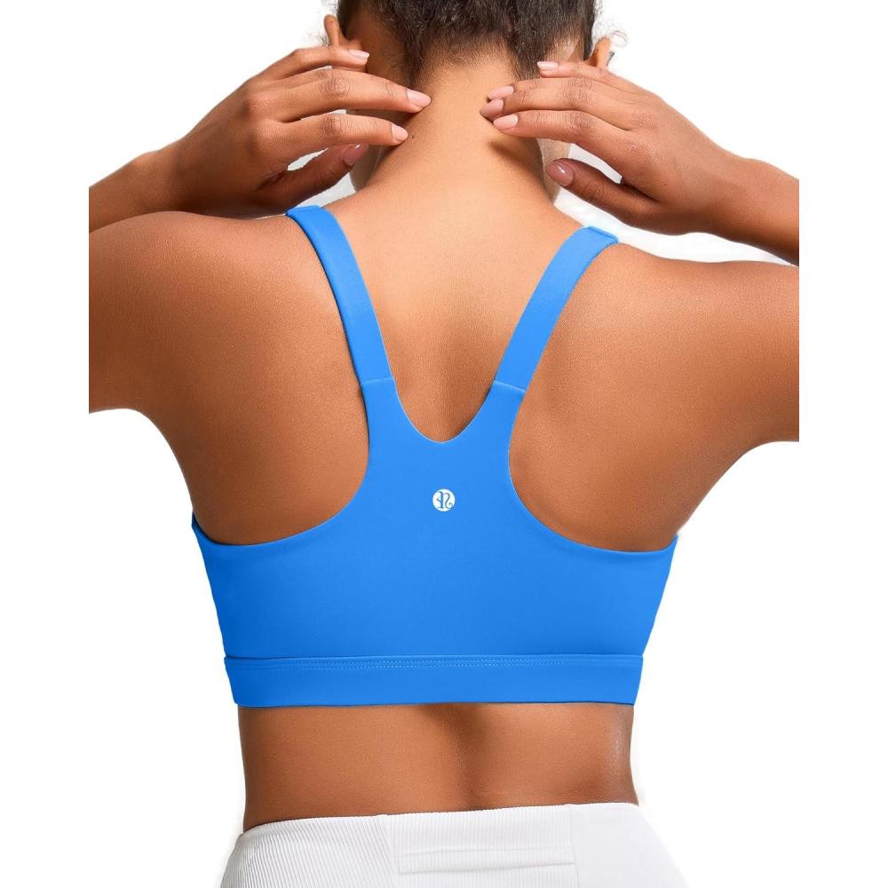imageRUNNING GIRL Sports Bra for Women Molded Cup High Impact Sports Bras for Women with Sewn in PadsSparkle Blue
