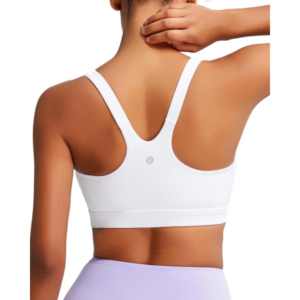 imageRUNNING GIRL Sports Bra for Women Molded Cup High Impact Sports Bras for Women with Sewn in PadsWhite